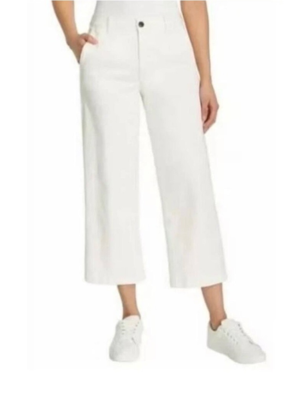 Ella Moss White Wide-Leg Cropped Pants